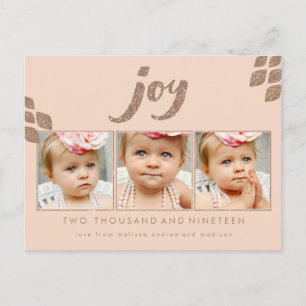 Bronze Glitter Peach Joy Xmas Photo Frame Postcard