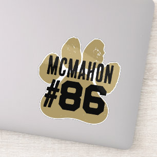 Bronze Gold & Black Player Number Pawprint