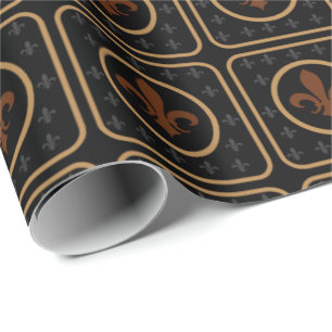 Bronze Gold Fleur de Lis Wrapping Paper