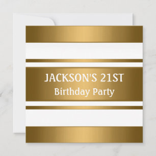 Bronze Gold Metal White Masculine Party Invitation