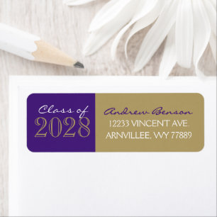 Bronze Gold & Purple Graduation Return Address