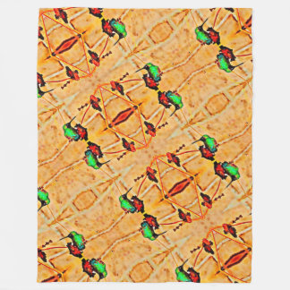 Bronze,gold red and purple hummingbird fleece blanket