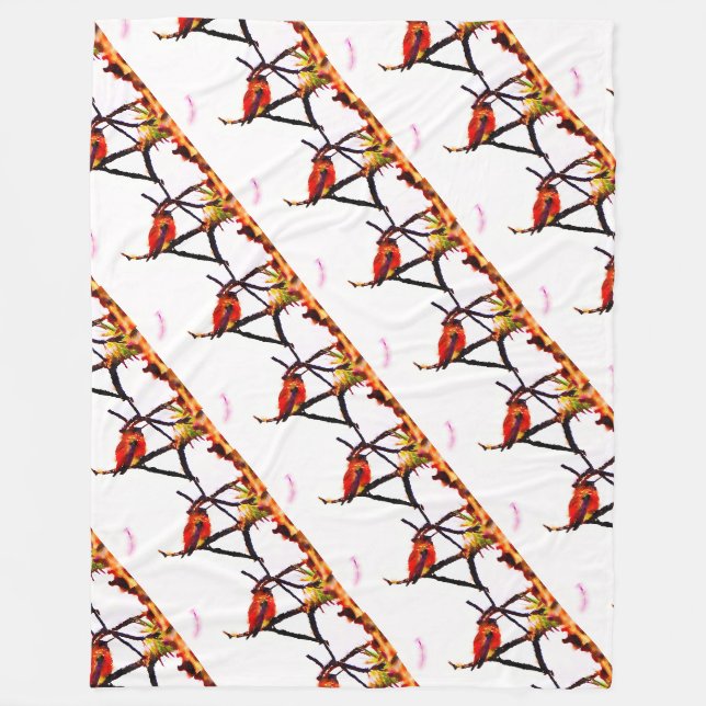 Bronze,gold red and purple hummingbird fleece blanket (Front)