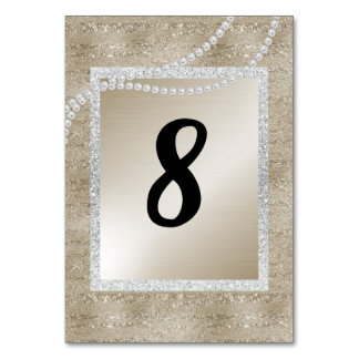 Bronze Gold Silver Trim MODERN TABLE NUMBER PEARL