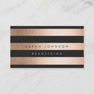 Bronze Gold Stripes Hair Stylist Business Cards