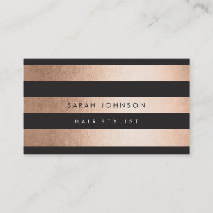 Bronze Gold Stripes Hair Stylist Business Cards