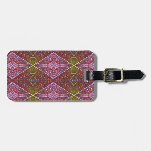 Bronze & Green Leaf Ikat 20 Luggage Tag (Front Horizontal)