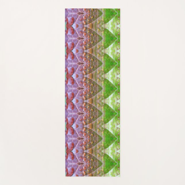 Bronze & Green Leaf Ikat 2 pouf Long Ways Yoga Mat (Front)