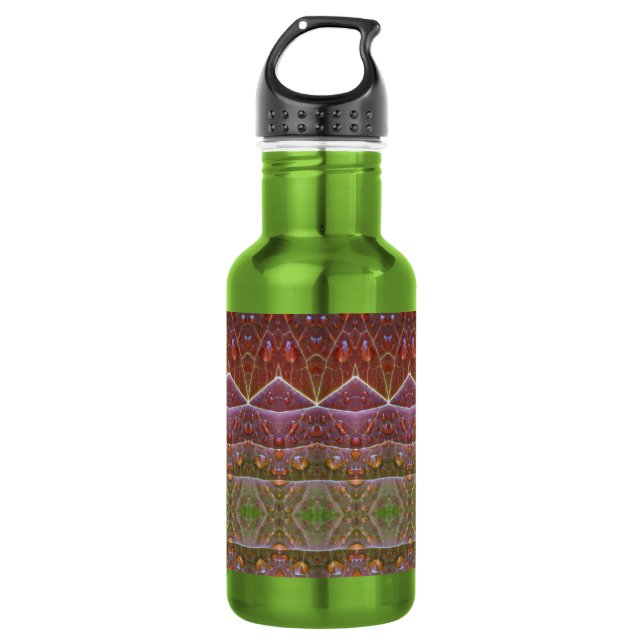 Bronze & Green Leaf Ikat Zen  532 Ml Water Bottle (Front)