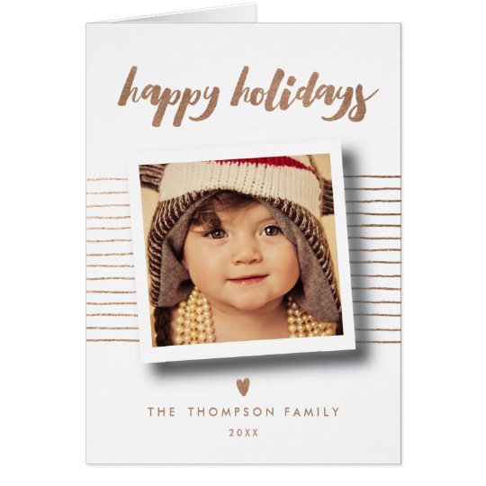 Bronze Happy Holidays Christmas Photo Greeting Card