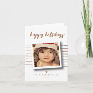 Bronze Happy Holidays Christmas Photo Greeting Holiday Card