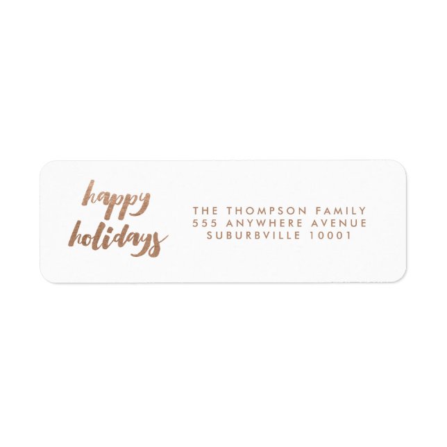 Bronze Happy Holidays Christmas Return Address (Front)