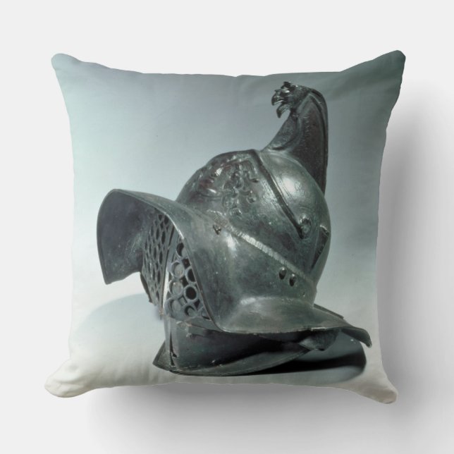 Bronze helmet of Thracian gladiator, Roman, 1st ce Throw Pillow (Front)