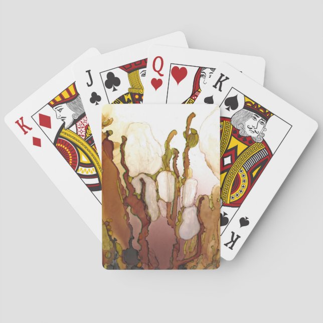 Bronze Imagination Alcohol Ink artwork bridge or Playing Cards (Back)