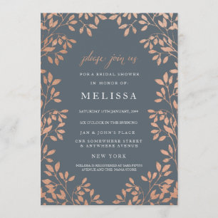 Bronze Leaves Border Bridal Shower Invite