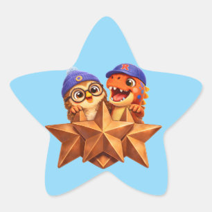 Bronze level stage three star shaped sticker sheet