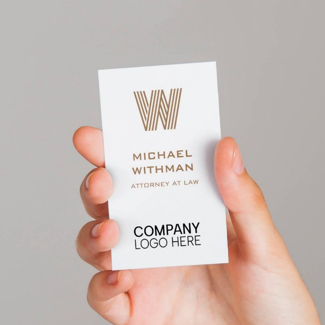 BRONZE LINE MONOGRAM CORPORATE LOGO QR CODE BUSINESS CARD (Creator Uploaded)