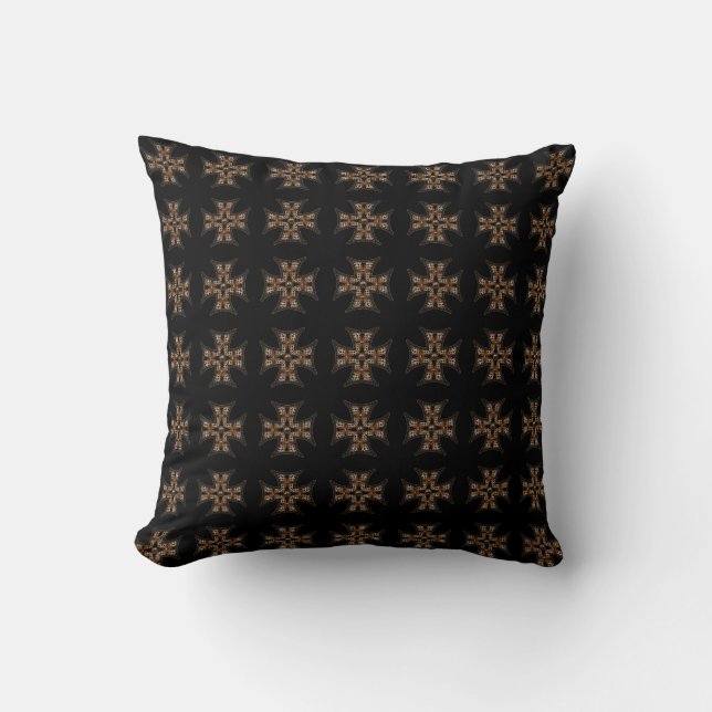 Bronze Maltese Cross Throw Pillow (Front)