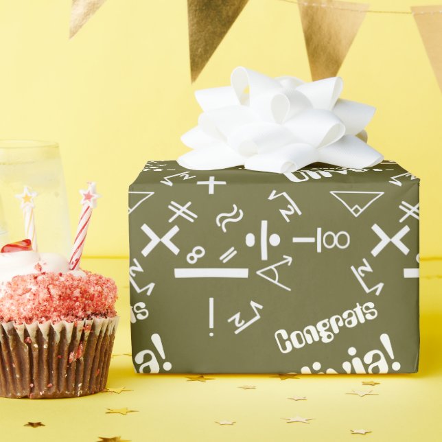Bronze Math Graduate Wrapping Paper (Birthday Party)