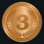 Bronze medal 3rd place winner classic round sticker<br><div class="desc">Elegant champion 3rd place winner bronze medal on ribbon design / 3rd Place Award design that makes an awesome award for excellence or achievement.</div>