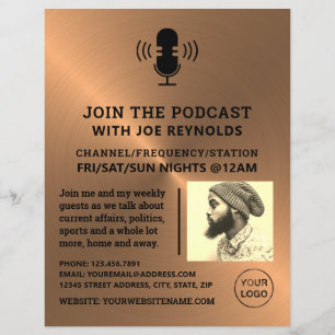 Bronze Metal Effect, Podcaster, Podcast Flyer