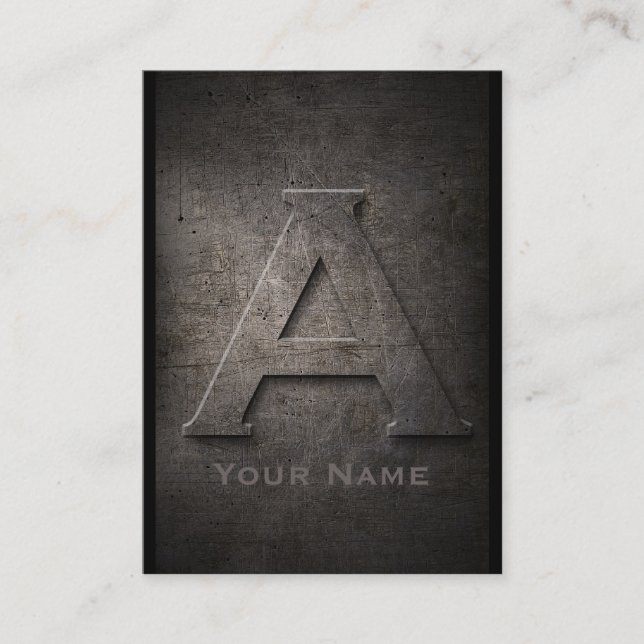 Bronze Metal Monogrammed A Business Card (Front)