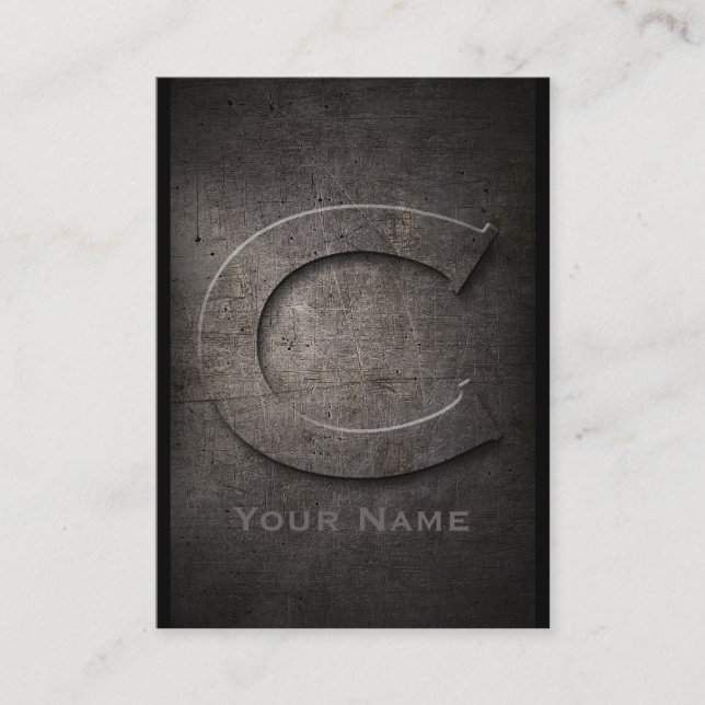 Bronze Metal Monogrammed C Business Card (Front)