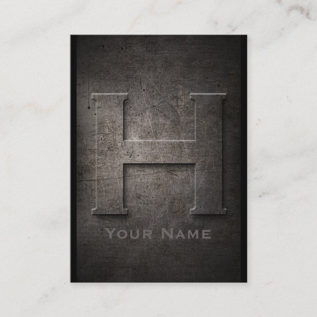Bronze Metal Monogrammed H Business Card (Front)