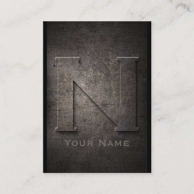 Bronze Metal Monogrammed N Business Card (Front)