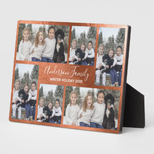 Bronze Metallic Customizable Six Photo Template Plaque