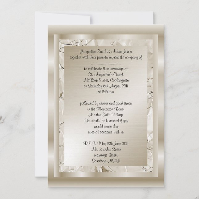 Bronze metallic elegant wedding stationery invite (Front)