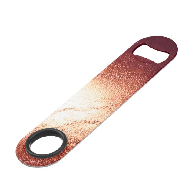 Bronze Metallic Leather looking  Bottle Opener Bar Key (Front Angled)