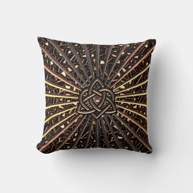 Bronze Metallic Throw Pillow Celtic Trinity Knot (Front)