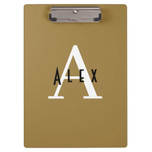 Bronze Mist Brown Modern Custom Monogram Clipboard