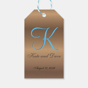 Bronze Monogram 🔑 Stylish Pecan Gift Tags