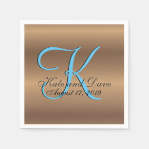 Bronze Monogram 🔑 Stylish Pecan Napkin