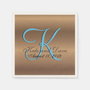 Bronze Monogram 🔑 Stylish Pecan  Napkin