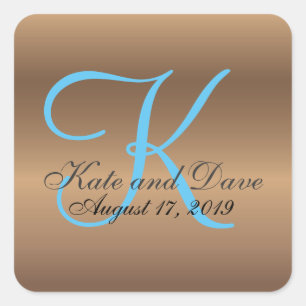 Bronze Monogram 🔑 Stylish Pecan Square Sticker