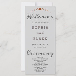 Bronze Moon Phases Light Grey Wedding Program