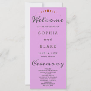 Bronze Moon Phases Plum Purple Wedding Program