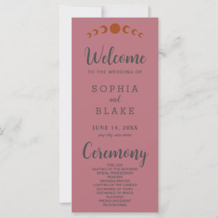 Bronze Moon Phases Rose Gold Wedding Programme