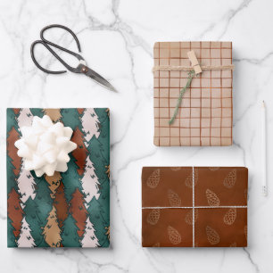 Bronze Neutral Christmas Wrapping Paper Sheets