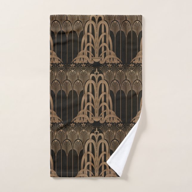 Bronze, noir, Art déco, Art nouveau, floral, motif (Serviette à main)