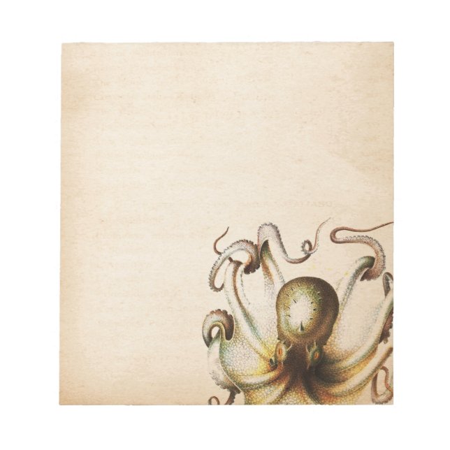 Bronze Octopus Aged Sepia Steampunk Travel Notepad (Front)
