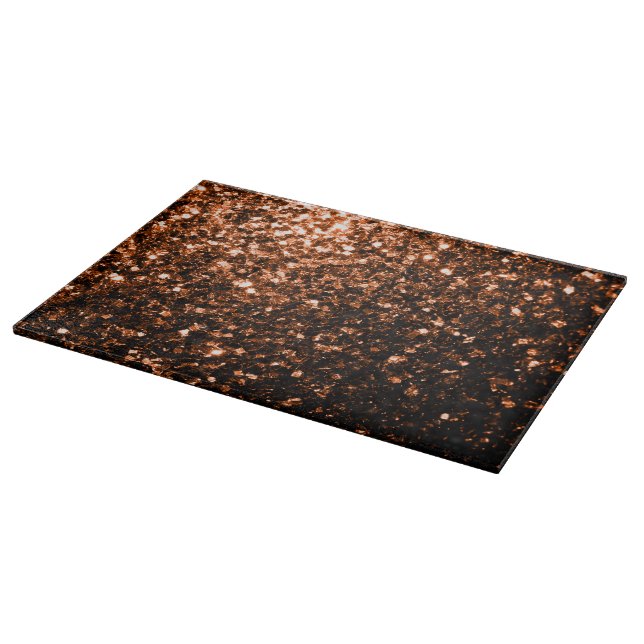 Bronze orange brown copper faux glitters sparkles cutting board (Corner)