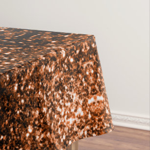 Bronze orange brown copper faux glitters sparkles tablecloth