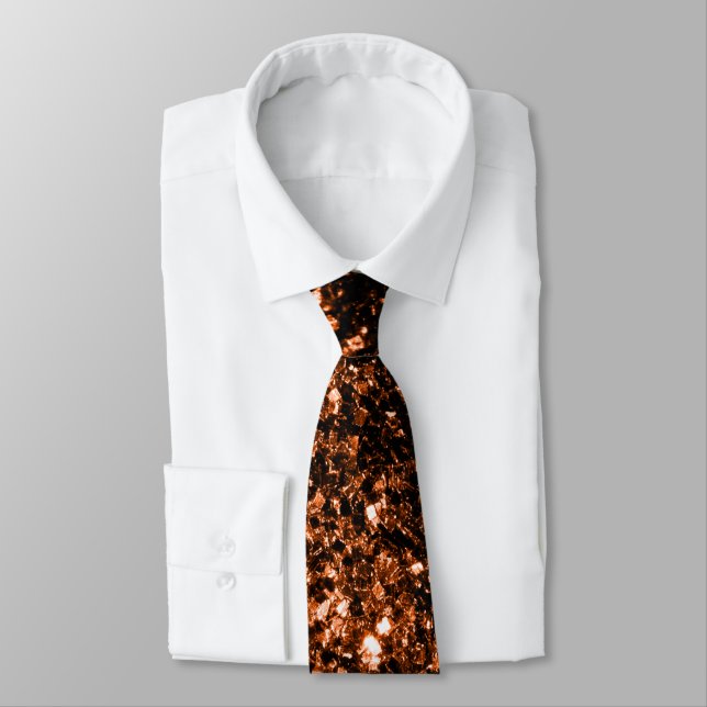 Bronze orange brown copper faux glitters sparkles tie (Tied)