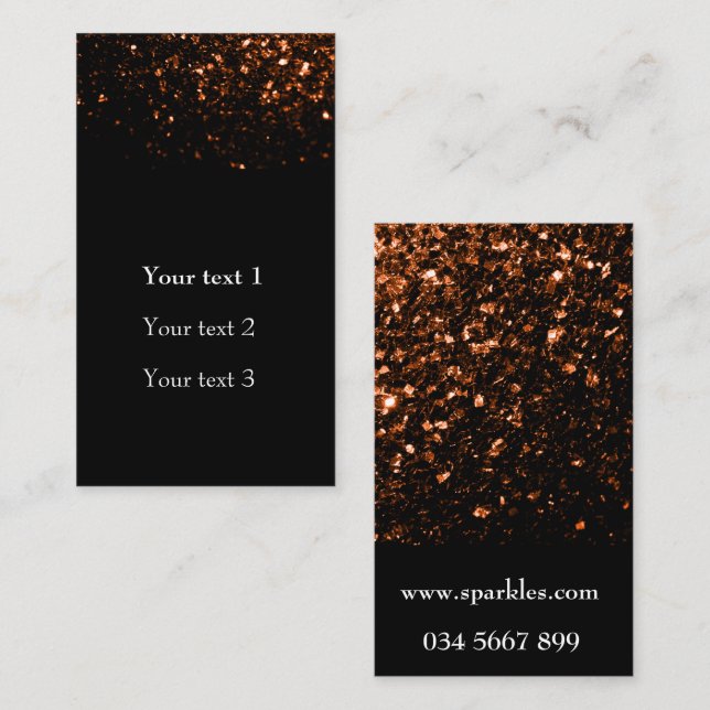 Bronze Orange Brown glitters sparkles and black Business Card (Front/Back)