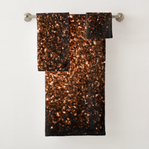 Bronze Orange Brown glitters sparkles Bath Towel Set