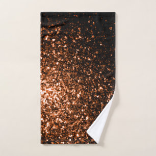 Bronze Orange Brown glitters sparkles Hand Towel
